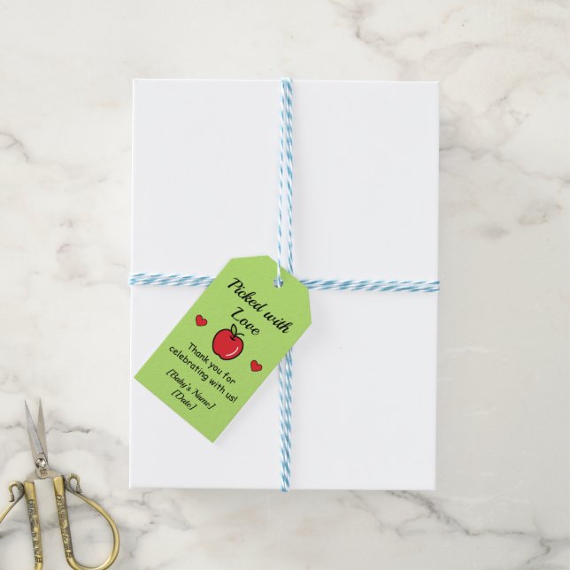 Äppelpresentförpackningar för babykalas presentetikett (Med Snöre)