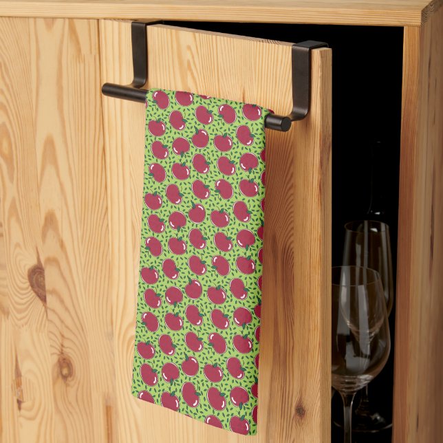 Äppelröd fruktillustrationsmönster kökshandduk (Thirds Fold)