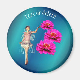 Äppelros- och rosa Zinnia-blommor Personlig Magnet