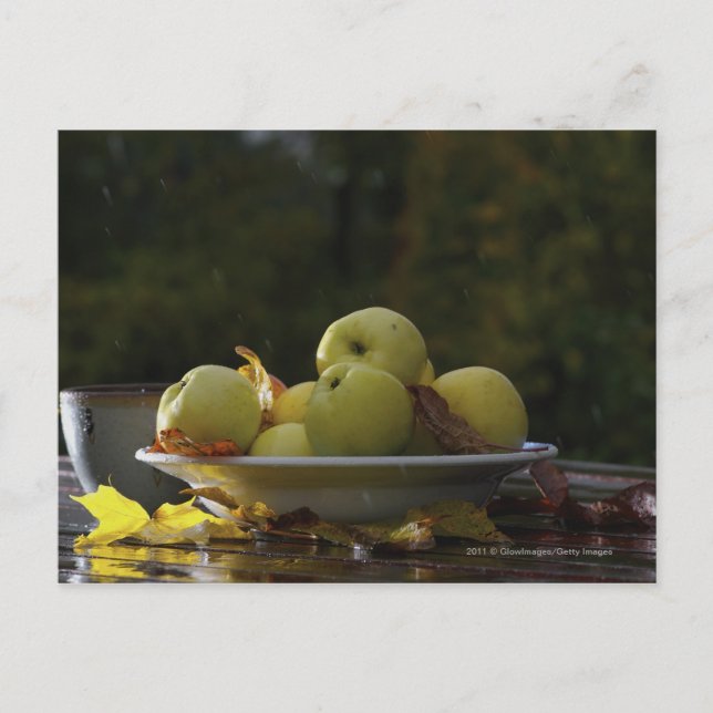 Äppelskivor och löv vykort (Framsida)