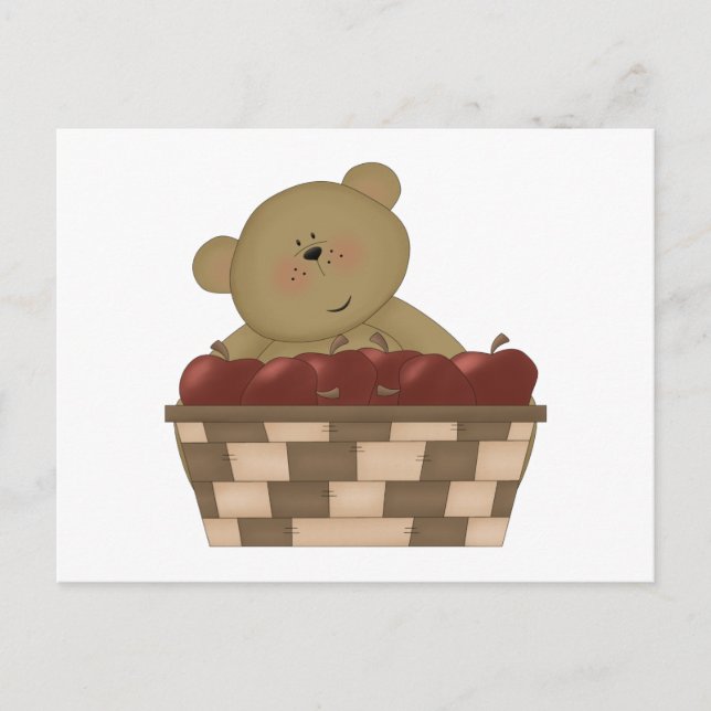 äppelskörd teddybjörn vykort (Framsida)