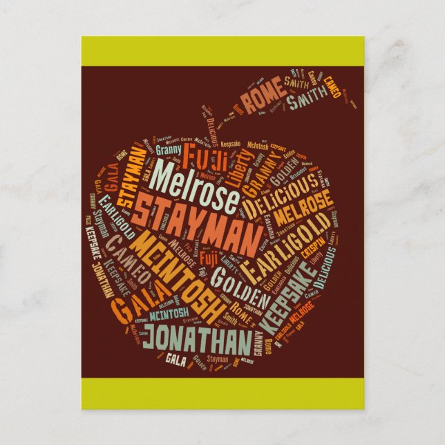 Äppelsorters Ordkonst Vykort (Framsida)