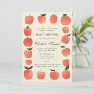 Äppeltema Höstskörd Baby Shower Inbjudningar