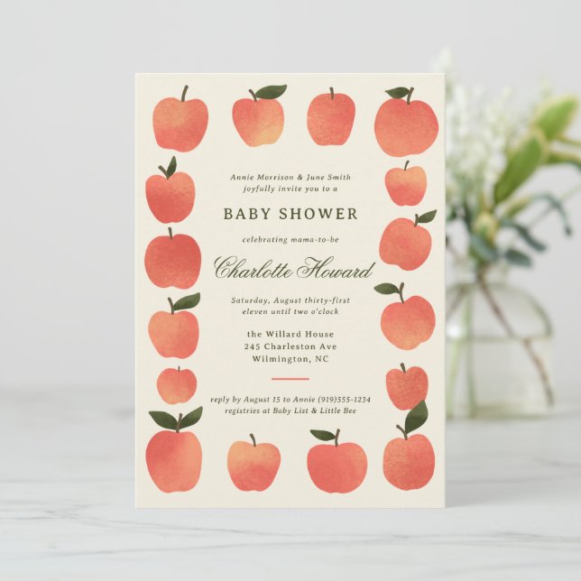 Äppeltema Höstskörd Baby Shower Inbjudningar (Stående Fram)