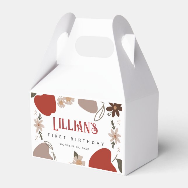 Äppeltematerad födelsedag eller babydusch presentaskar (Framsidan Sidan)