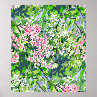 Äppelträd Blommar Akvarellmålning – Botanica Poster