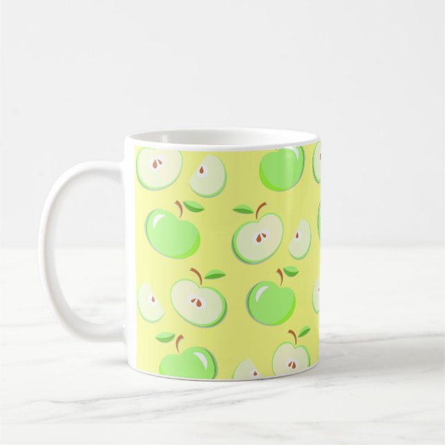 Äppelvektorgrönt för mönster-vektor kaffemugg (Vänster)