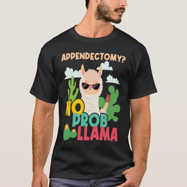 Appendektomi Inget Problem Lama  Appendix Återhämt T Shirt (Framsida)