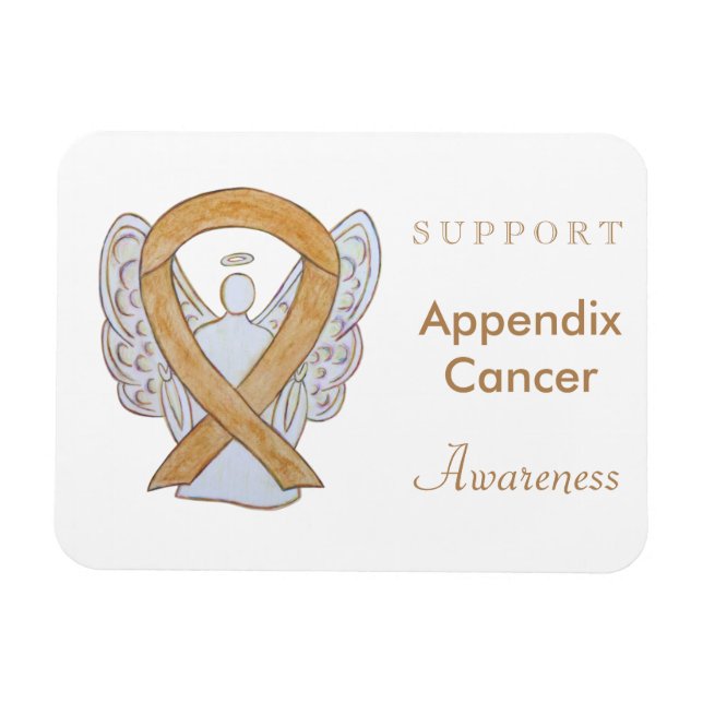 Appendix Cancer Medvetenhet Band Ängel Magneter (Horisontell)