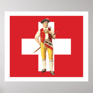 Appenzell Innerrhoden Trachten Swiss Flagga Poster