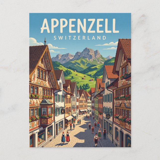 Appenzell Schweiz Vykort (Framsida)