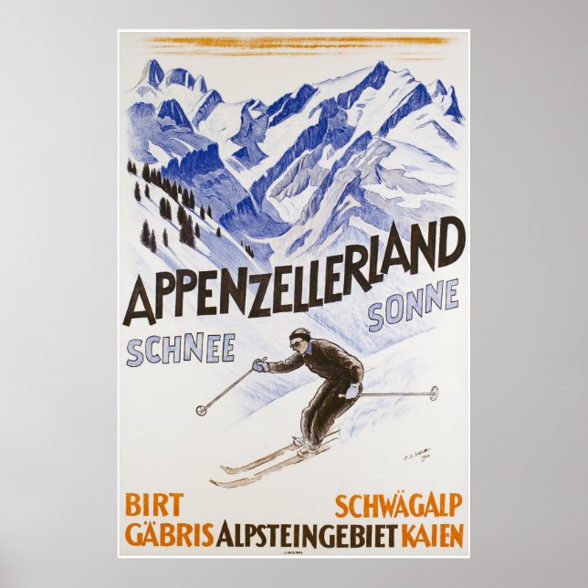 Appenzellerland, Schnee Sonne,Travel Ski Poster (Framsidan)