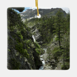 Appistoki Falls och Peak vid Glacier National Park Julgransprydnad Keramik