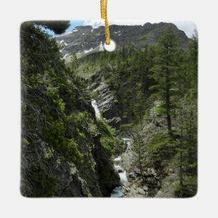 Appistoki Falls och Peak vid Glacier National Park Julgransprydnad Keramik