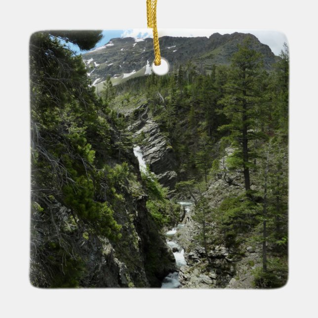 Appistoki Falls och Peak vid Glacier National Park Julgransprydnad Keramik (Framsida)