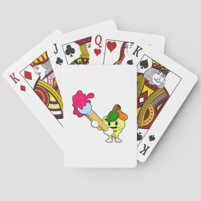 Äppla som målarfärg med färgpensel casinokort (Baksidan)
