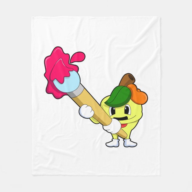 Äppla som målarfärg med färgpensel fleecefilt (Framsidan)