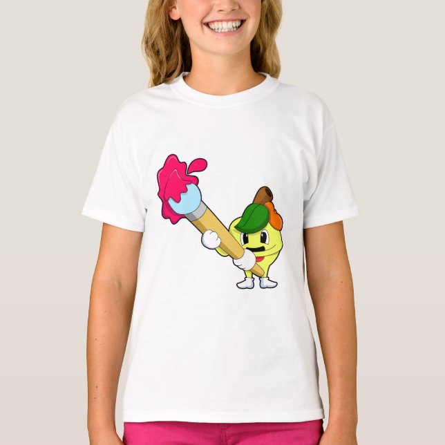 Äppla som målarfärg med färgpensel t shirt (Framsida)