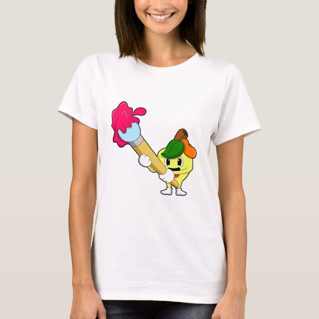 Äppla som målarfärg med färgpensel t shirt (Framsida)