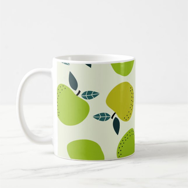 Äppla sömlös mönster. Motivering av frukttema.a Kaffemugg (Vänster)