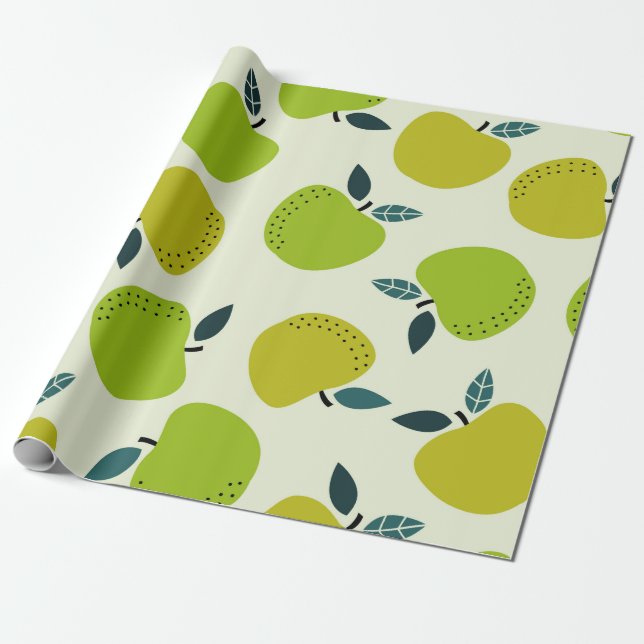Äppla sömlös mönster. Motivering av frukttema.a Presentpapper (Utrullad)