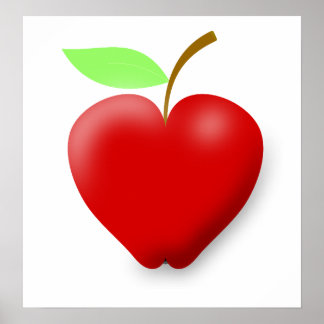 Äpple-148455 RÖD HJÄRTA I FORM AV ÄPPLE VECTOR FRU Poster