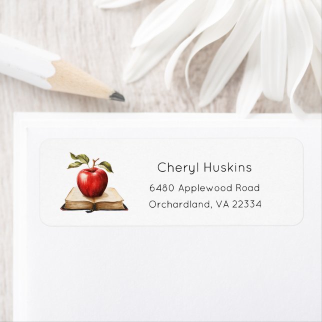 Apple Address Label, Back to school Returadress Etikett (Insitu)