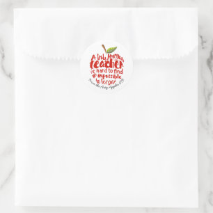 Äpple, äkta fantastisk-lärarröd äpple runt klistermärke