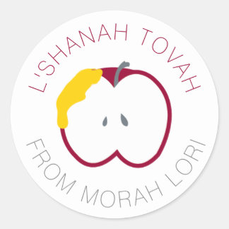 Apple and honey Rosh Hashanah Anpassningsbar Stick Runt Klistermärke
