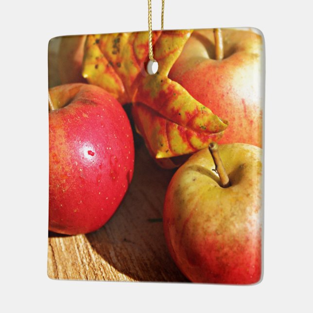 äpple äpplen frukt mat vin anpassa personalisera julgransprydnad keramik (Vänster)