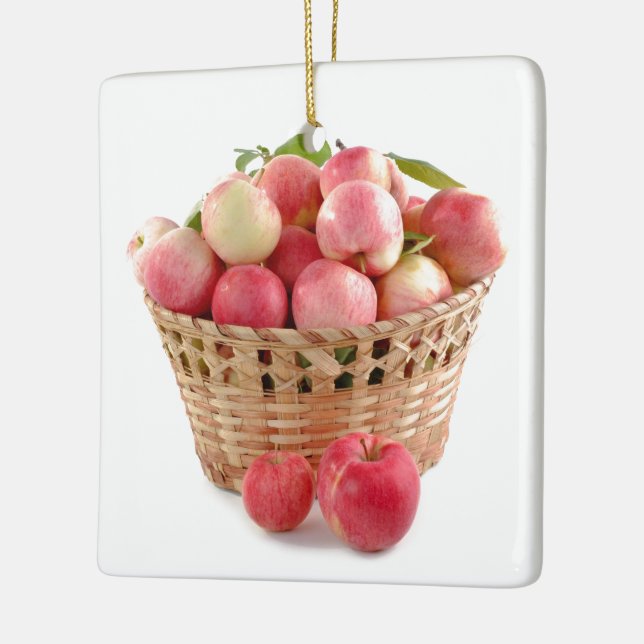 äpple äpplen frukt mat vin anpassa personalisera julgransprydnad keramik (Vänster)