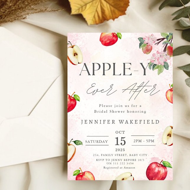 Äpple Appley efter Möhippa Inbjudningar (Apple Appley Ever After Bridal Shower Invitation)