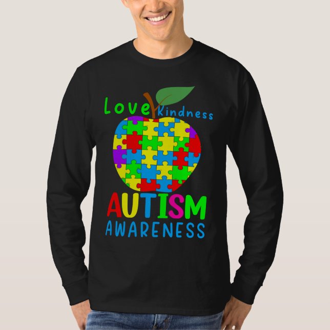 Apple Autism Puzzle Delar Awareness T Shirt (Framsida)