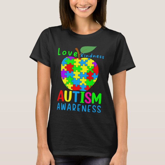 Apple Autism Puzzle Delar Awareness T Shirt (Framsida)
