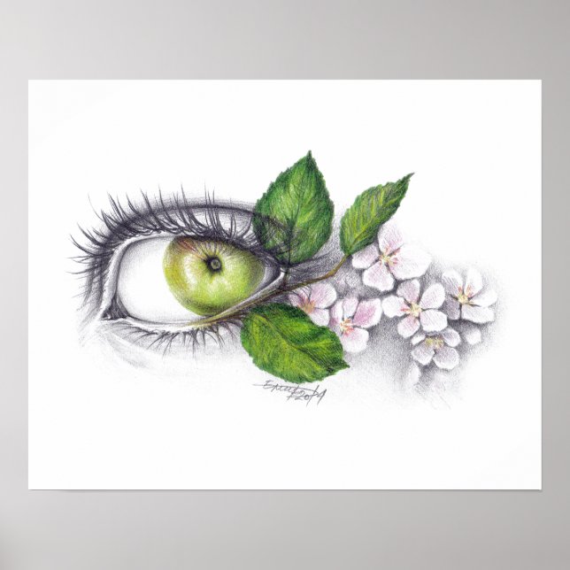 Äpple av min öga Surreal teckning art Poster (Framsidan)