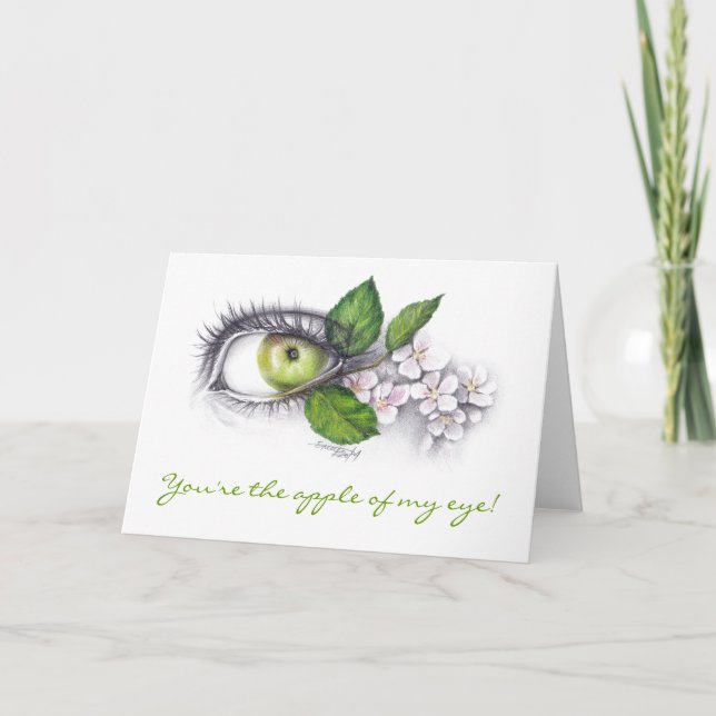 Apple av mitt öga ritar konsthälsningkortet kort (Framsida)