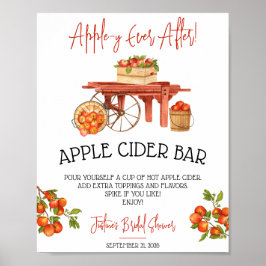 Äpple Äventyr Efter! Bröllopsdusch Äppelcider Bar Poster