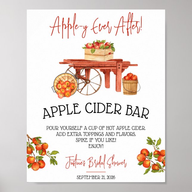 Äpple Äventyr Efter! Bröllopsdusch Äppelcider Bar Poster (Framsidan)