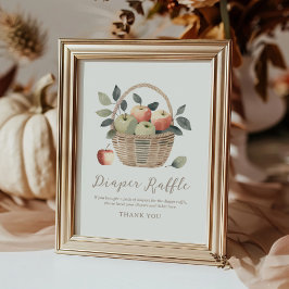 Apple Baby Shower Diaper Raffle Sign Poster