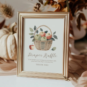 Apple Baby Shower Diaper Raffle Sign Poster
