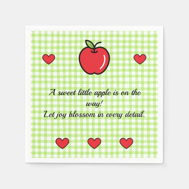 Apple Baby Shower Napkins – “Sweet Little One”  Pappersservett (Framsidan)