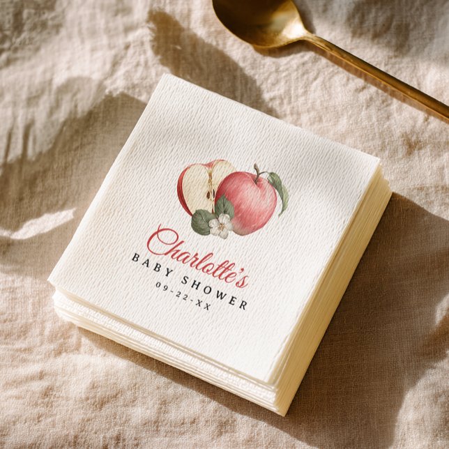 Apple Baby Shower Personlig Party Napkins Pappersservett (Apple Themed Baby Shower Napkins)