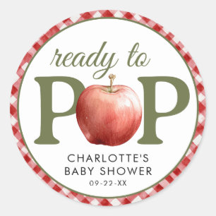 Apple Baby Shower-Redo till popup-Grönt Runt Klistermärke