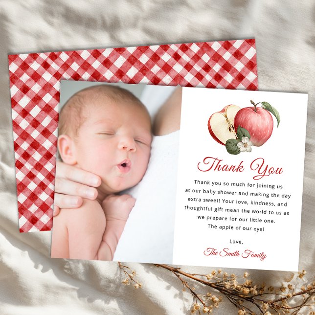 Apple Baby Shower - tack för ditt kort med foto (Apple themed baby shower)