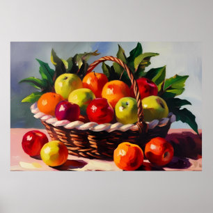 Äpple Basket, fortfarande livlig målning, Poster