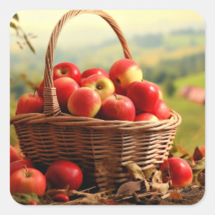 Apple Basket, hösten, Fyrkantigt Klistermärke