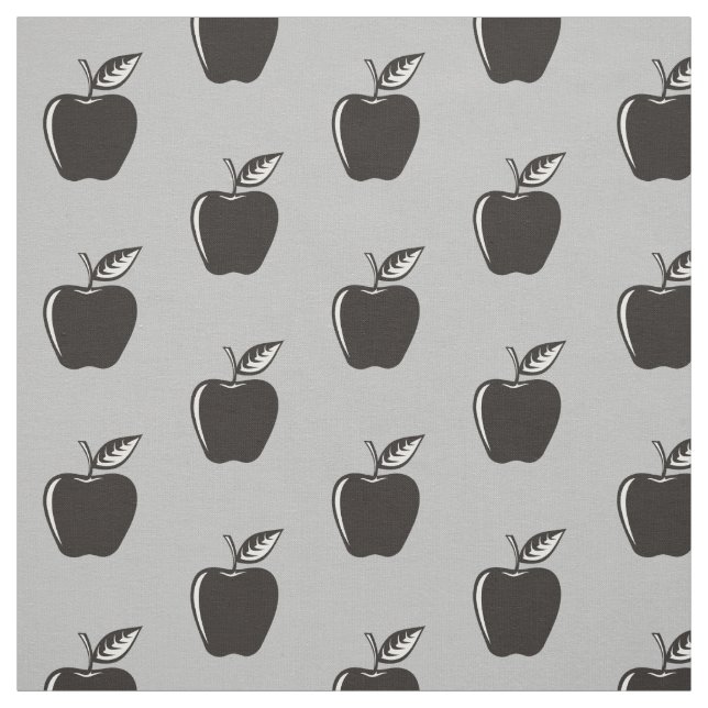 Apple Black Mönster Tyg (Provkarta)