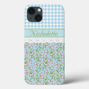 Apple Blommar Blommigt, Blue Check Gingham och Snö