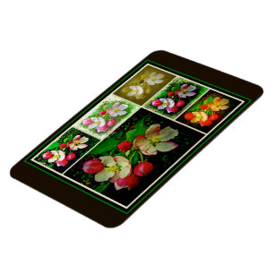 Apple Blommar Collage - Enhanced Digital Photo Magnet