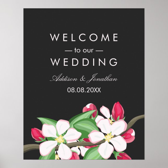 Apple Blommar Gren | Välkommen till Bröllop Poster (Framsidan)
